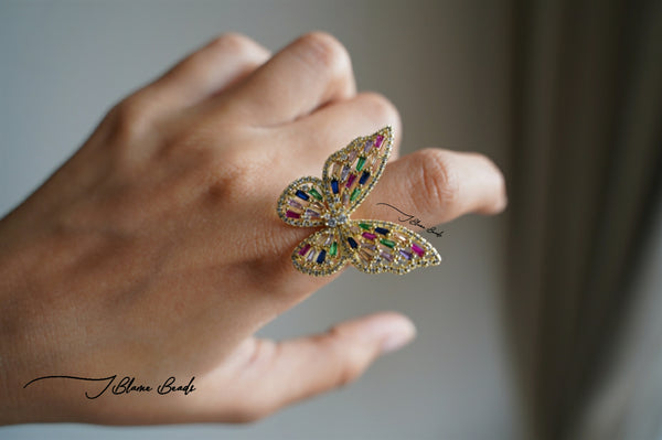 Multi-colored Statement Butterfly Ring