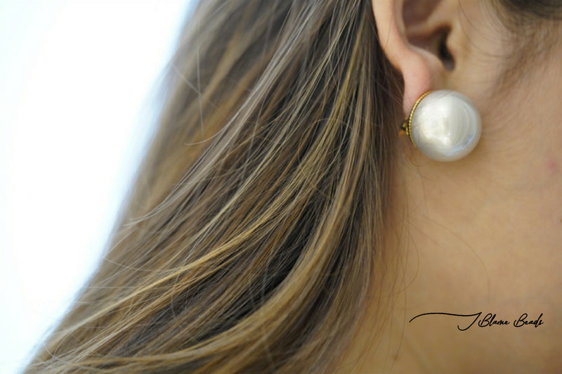 Large Pearl drop earrings – Elva Studio LLC