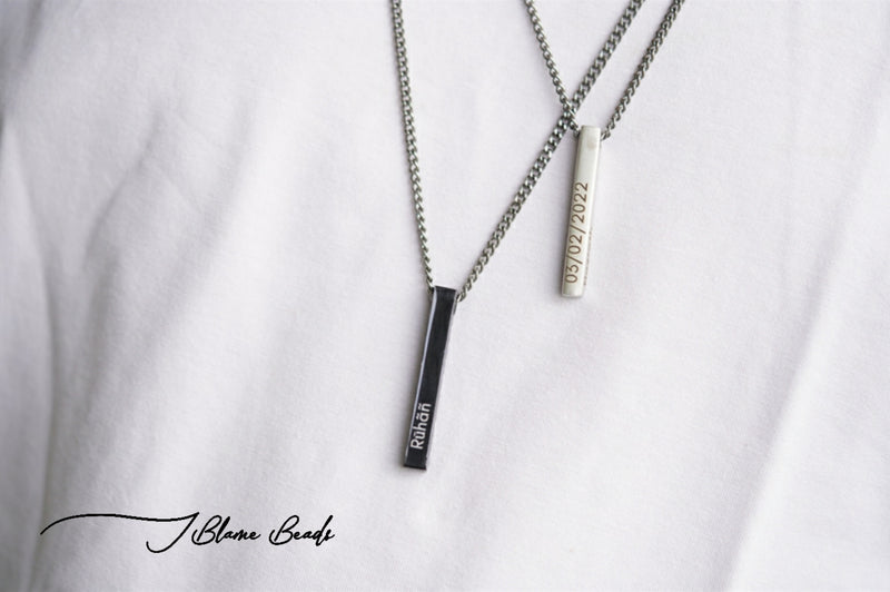 Personalized Cuboid Bar Necklace Men