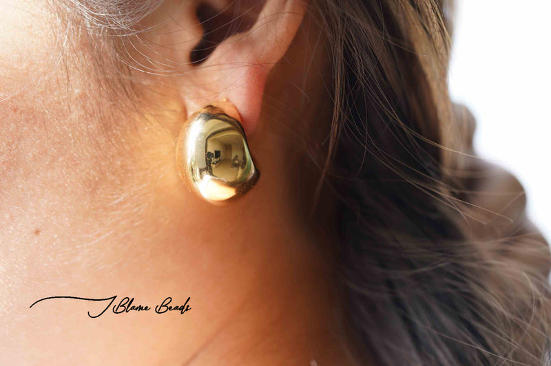 Chunky gold half moon earrings