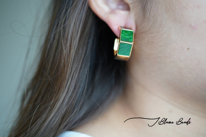 Green Pearl Hoop Earrings