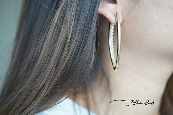Pearl Drop Shape Hoop Earrings