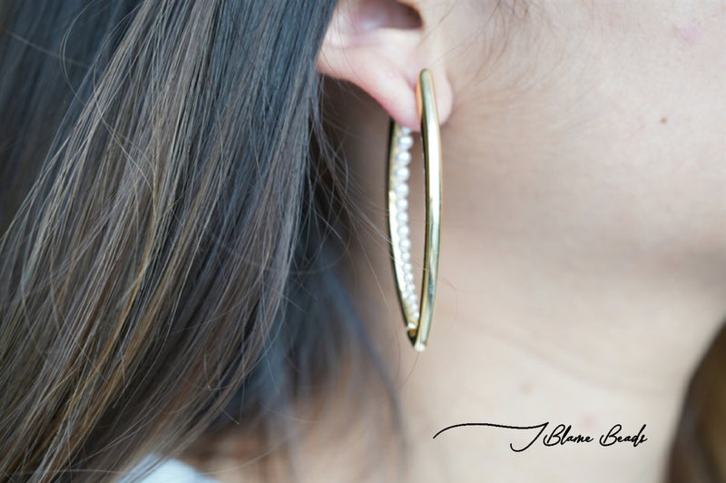 Pearl Drop Shape Hoop Earrings