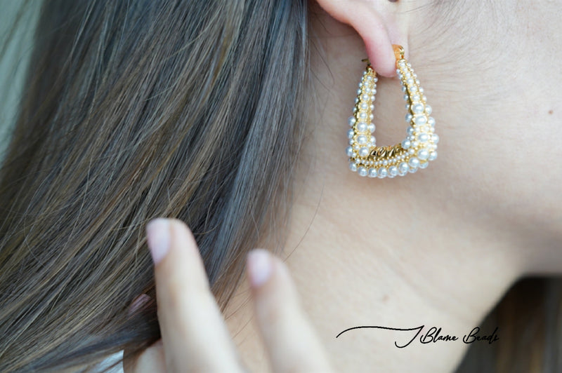 Statement Abstract Pearl Earrings