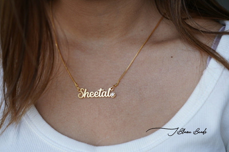 Signature style name necklace with stud