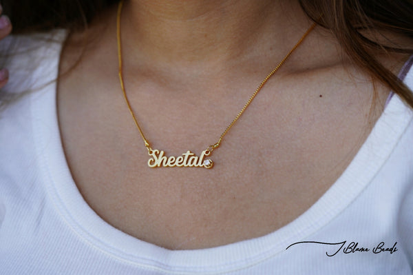 Signature style name necklace with stud