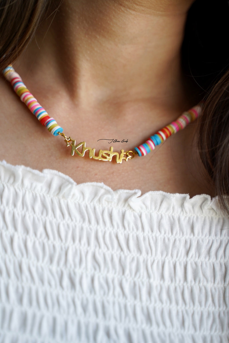 Personalized Beaded Rainbow Kids Necklace