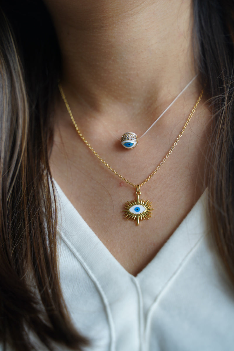 Blue Evil Eye Ball Necklace