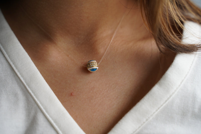 Blue Evil Eye Ball Necklace
