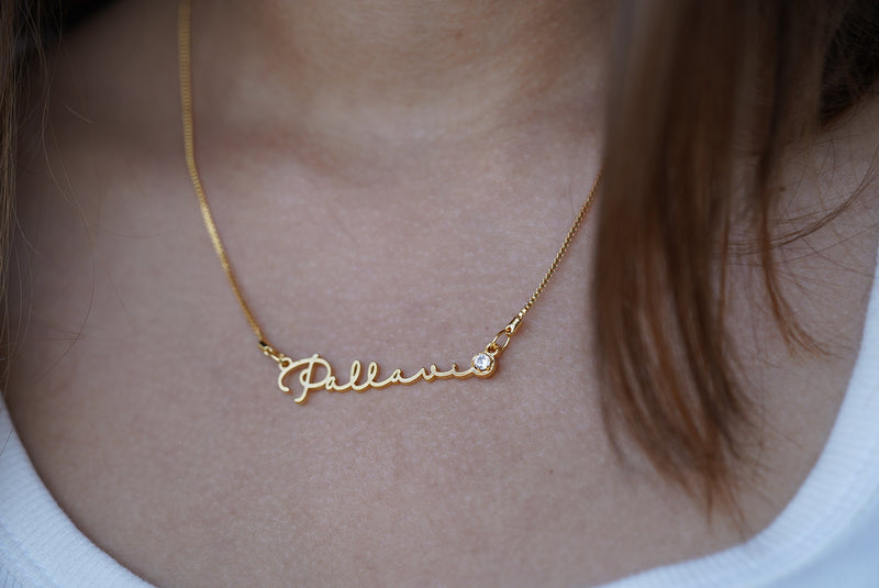 Cursive Name Necklace with Stud
