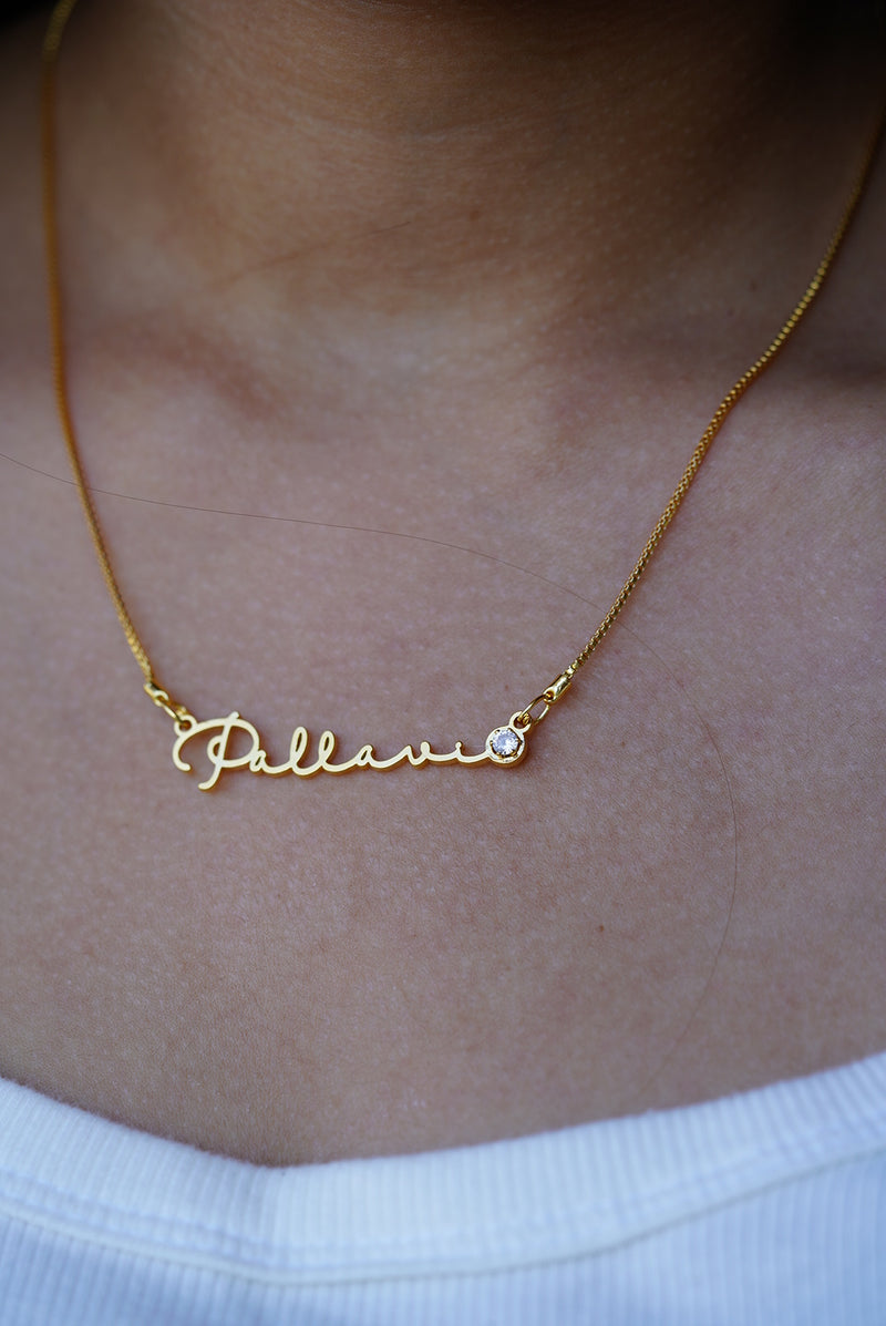Cursive Name Necklace with Stud