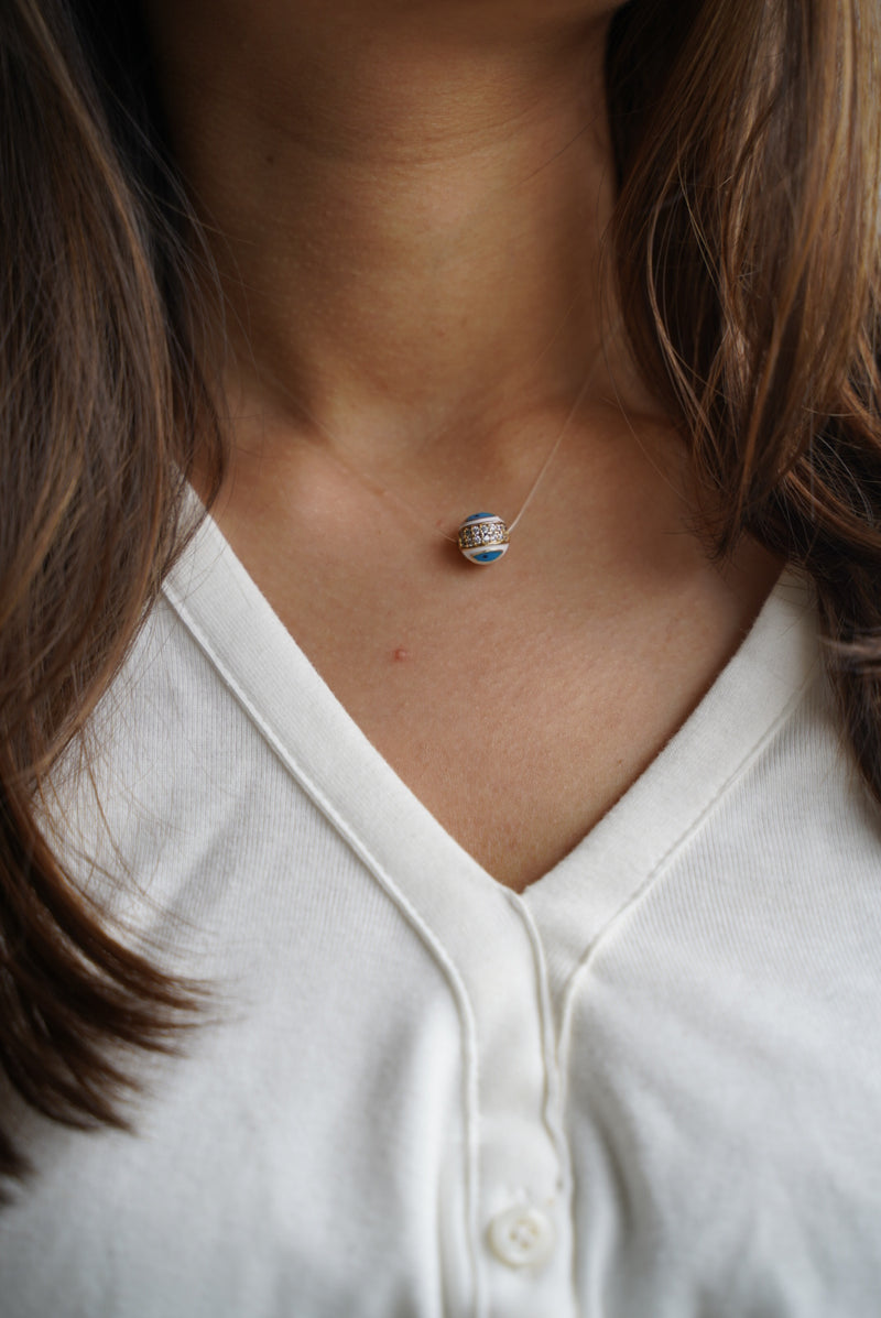 Blue Evil Eye Ball Necklace